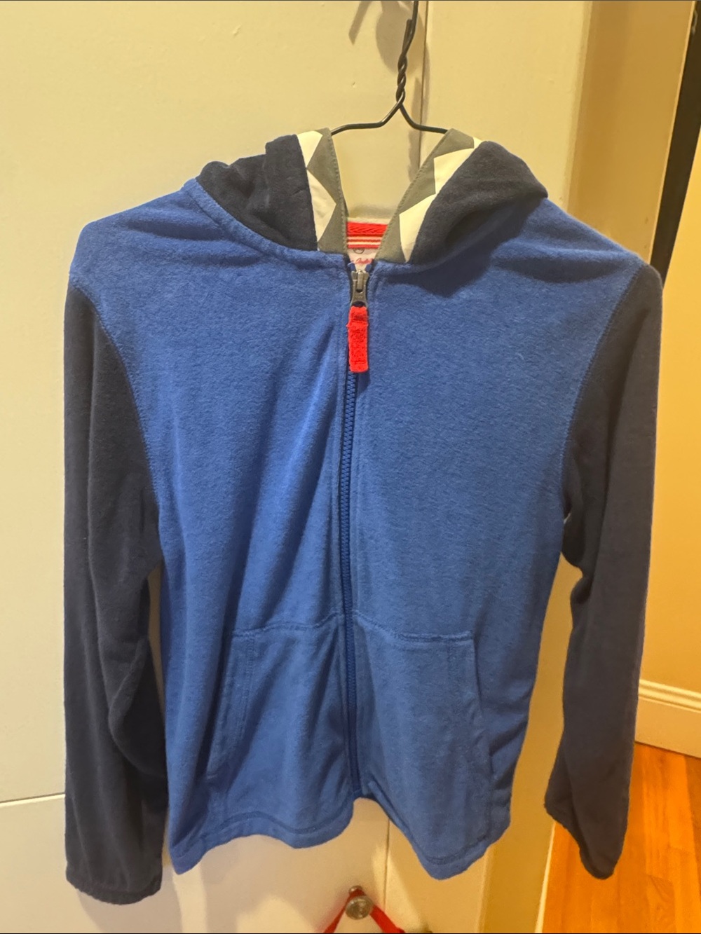 Kids Blue Zip-Up Shark Fin Hooded Top